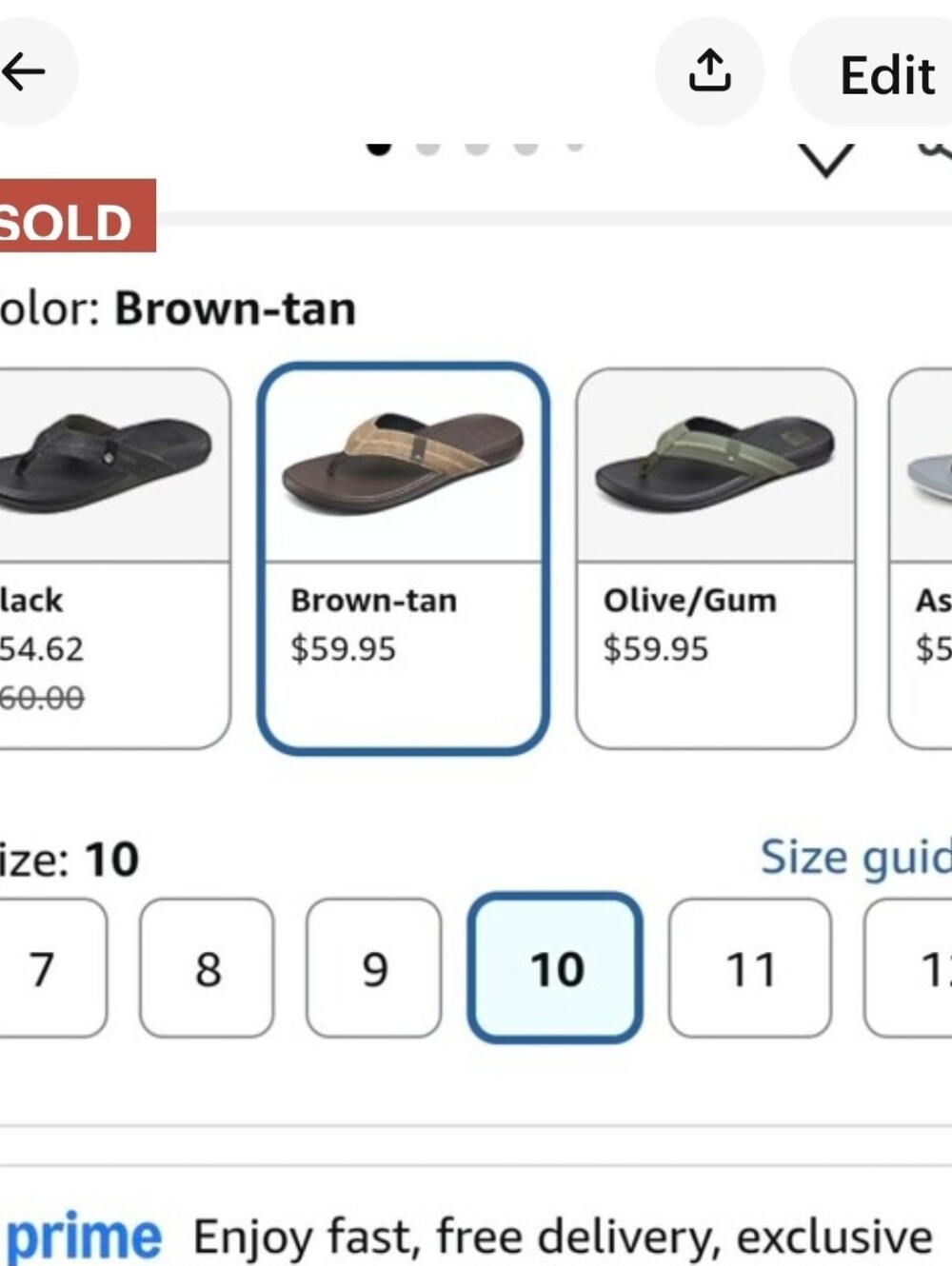 NWT Reef Brown Cushion Comfort 2.0 Canvas-Strap Flip Flops with Dark Footbed - Picture 5 of 5
